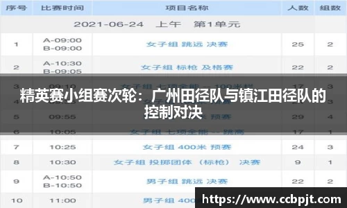 精英赛小组赛次轮：广州田径队与镇江田径队的控制对决